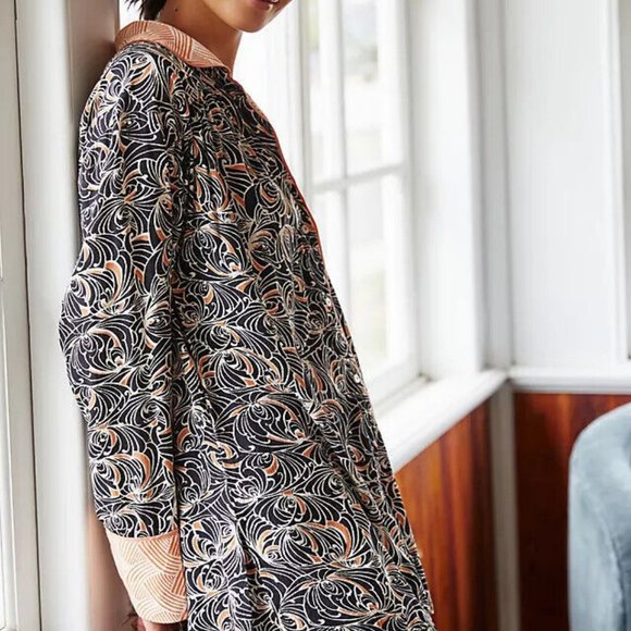 By Anthropologie Mix Print Top Buttondown Tunic S M & LP - Picture 3 of 8